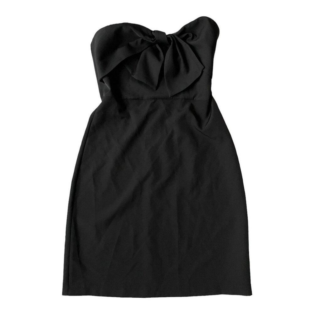 Sam Edelman Size 6 Black Strapless Bow Bodycon Mini Dress - Picture 1 of 7